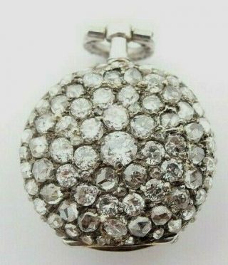 Miniature Multi 2 Cts Diamond Ladies Lacour Paris Pendant Pocket Watch