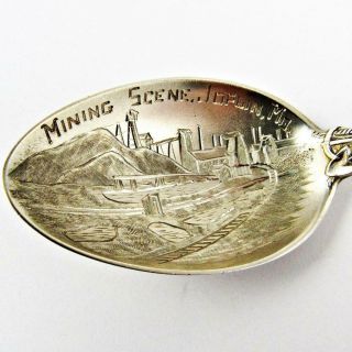 ANTIQUE MINING SCENE,  JOPLIN,  MISSOURI MINER FIGURAL STERLING SILVER SPOON 2