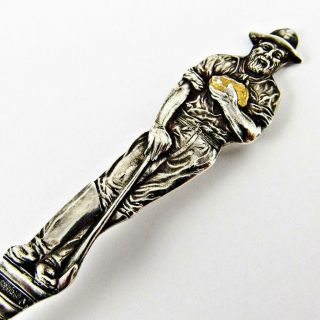 ANTIQUE MINING SCENE,  JOPLIN,  MISSOURI MINER FIGURAL STERLING SILVER SPOON 4