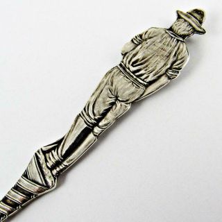 ANTIQUE MINING SCENE,  JOPLIN,  MISSOURI MINER FIGURAL STERLING SILVER SPOON 6