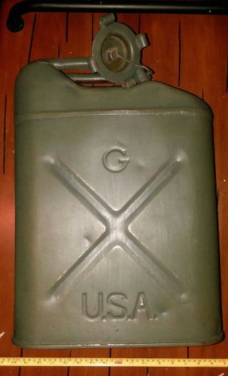 Vtg G/usa Jerry Nesco 20 5 35 43 Icc Army Jeep Steel Gas Can Wwii Qmc