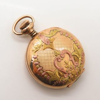 3 - Tone Gold Filled Antique Victorian South Bend 17 Jewels Pocket Watch 3