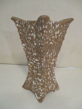 VTG Mid Century Modern Mocha White and Gold Splatter ware Ceramic Vase 3