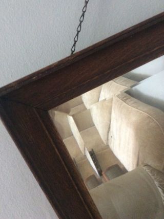 Vintage Style Wood Mirror Rectangle Chain Bevelled