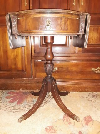 ANTIQUE MAHOGANY FRENCH REGENCY imperial DROP LEAF END TABLE 1 DRAWER 1781 123 3