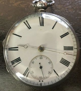 Antique Vintage Sterling Silver Case London Fusee Key Wind Pocket Watch