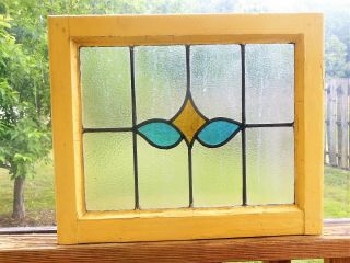 Small Antique Stained Leaded Glass Transom Window 20 " X 16.  5 " Vintage