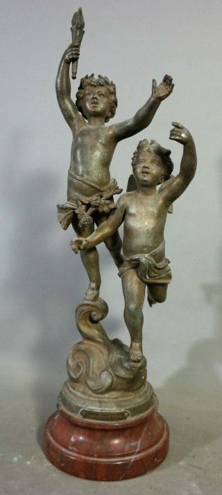 Ca.  1910 Antique French Art Nouveau Era Winged Faery Fairy Nymph Sculpture Statue