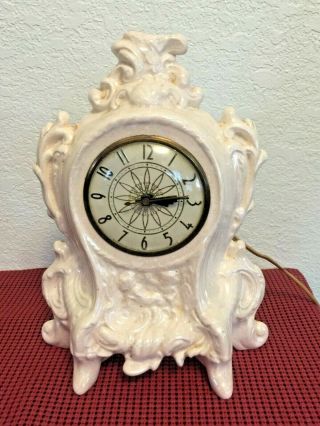 Opalescent Ceramic Mantel Clock With Lanshire Movement (broken Top) 1950 