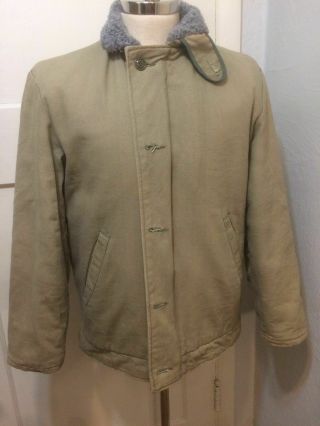 Vintage 70s N - 1 - 2 Deck Jacket Usn U.  S.  Navy Military Coat Size 40 M
