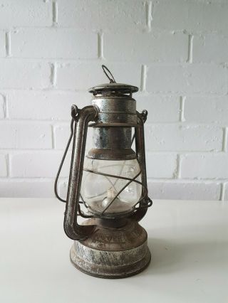 Vintage Metal And Glass Large Oil / Paraffin Hanging Storm Lantern