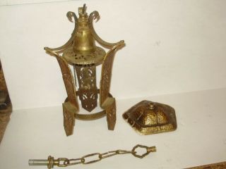 Antique Victorian - Art Deco Pendant Hanging Light Bronze/brass
