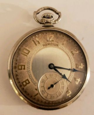 Antique 1926 Hamilton 17j Victorian Deco 14k G.  F.  Pocket Watch 12s