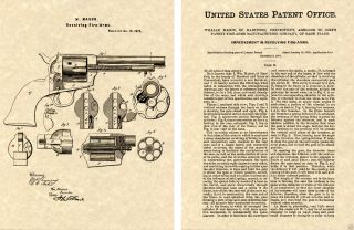 Colt Peacemaker 1873 Us Patent Art Print Ready To Frame 45 Mason Revolver