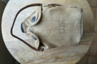 1934 Vintage Us Military Canteen And Leather Strapped Cover