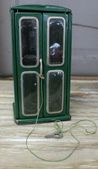Vintage Linemar Line Mar Toys Tin Telephone Booth Bank With Key Made In Japan
