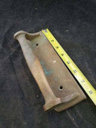 Vtg Heavy Brass Pull 8 " Door Handle Bar Hardware Attached To Plate (yl)