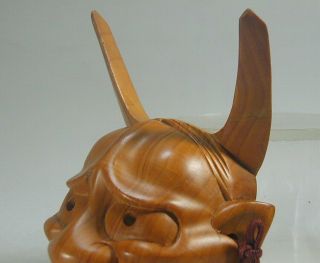 Wood HANNYA Mask 51 Vtg Horned Evil Demon Devil Oni Woman Japanese Noh Kabuki 6