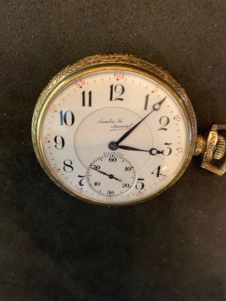 Vintage Santa Fe Special Pocket Watch 21 Jewels 5