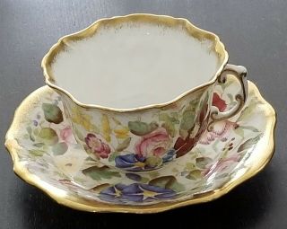 Hammersley Queen Anne Sponged Gold Tea Cup Saucer