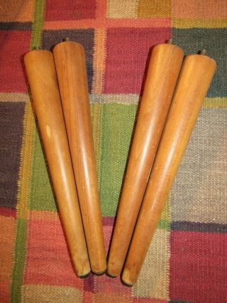 Vintage Set Of 4 Mid Century Modern Wood Sofa Chair Furniture Legs 12 "