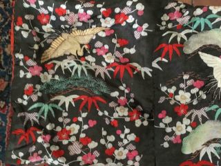 GORGEOUS ANTIQUE JAPANESE EMBROIDERY ROBE KIMONO FLOWERS BIRDS GOLD THREADS NR 3