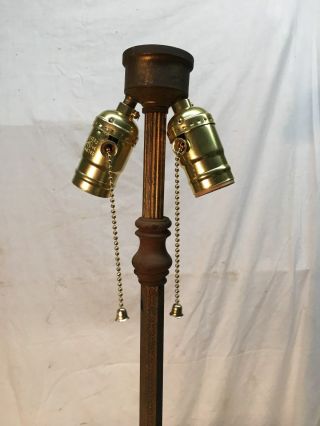 Vtg Cast Iron Victorian Floor Lamp Good Double Pull Chain And Cord 60in