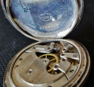 Antique Sterling Silver 935 Tiffany & Co Swiss Pocket Watch Hunter Case 42mm 12