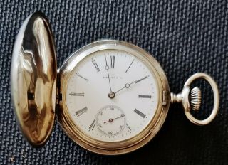 Antique Sterling Silver 935 Tiffany & Co Swiss Pocket Watch Hunter Case 42mm