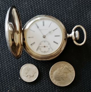 Antique Sterling Silver 935 Tiffany & Co Swiss Pocket Watch Hunter Case 42mm 2