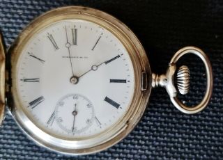 Antique Sterling Silver 935 Tiffany & Co Swiss Pocket Watch Hunter Case 42mm 3