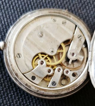 Antique Sterling Silver 935 Tiffany & Co Swiss Pocket Watch Hunter Case 42mm 4