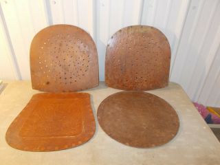 4 Vintage Replacement Chair Seats Tooled Leather Wood