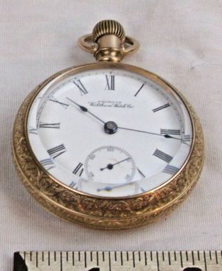 Waltham American 1900s Fancy Gold Filled Large Pocket Watch Round Case Stunning