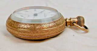 WALTHAM AMERICAN 1900s FANCY GOLD FILLED LARGE POCKET WATCH ROUND CASE STUNNING 2