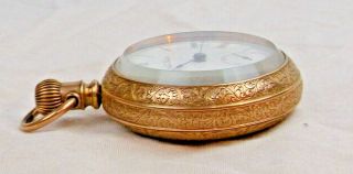 WALTHAM AMERICAN 1900s FANCY GOLD FILLED LARGE POCKET WATCH ROUND CASE STUNNING 3