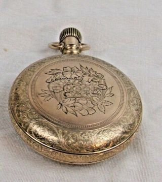 WALTHAM AMERICAN 1900s FANCY GOLD FILLED LARGE POCKET WATCH ROUND CASE STUNNING 4