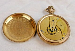 WALTHAM AMERICAN 1900s FANCY GOLD FILLED LARGE POCKET WATCH ROUND CASE STUNNING 5