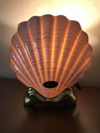 Vintage Tv Lamp Shell / Clam Beachcombers California Porcelain 22k Gold