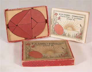 1893 Columbian Exposition Boxed Set Of Anchor Stone Puzzle Blocks Columbian Egg