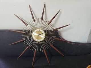 Vintage Mid Century Modern Sunburst by Snider Starburst Spike Clock Eames era 4