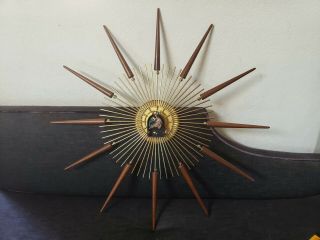 Vintage Mid Century Modern Sunburst by Snider Starburst Spike Clock Eames era 5