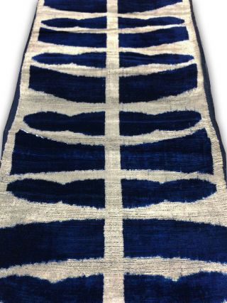 Uzbek Pure Silk Ikat Handcrafted Abr Velvet Fabric Bakhmal By Meter R004