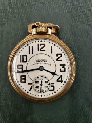 Waltham Premier 23 J Gold Filled Pocket Watch Size 16