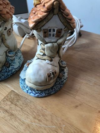 VINTAGE LAMPS by JOHN VALENTINE HAND PAINTED TINKERBELL OLD BOOT 2