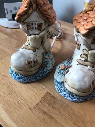 VINTAGE LAMPS by JOHN VALENTINE HAND PAINTED TINKERBELL OLD BOOT 3