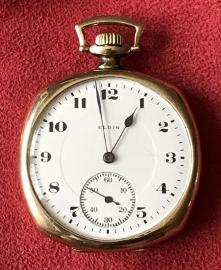 Antique 14k Solid Gold Elgin Pocket Watch 1919 / 12 Size / 17 Jewels Running