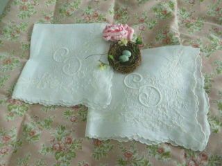 Elaborate Bridal Embroidery & Applique Antique Monogram S Wedding Hanky