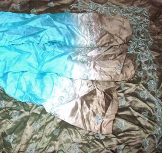 2 Sarees Silk Blend Antique Vintage Sari Saree Fabric Material 4yd 6 Aqua Grey