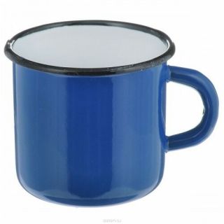 Ussr Metal Mug,  Soviet Russian Army Soldier Enameled Cup (blue)
